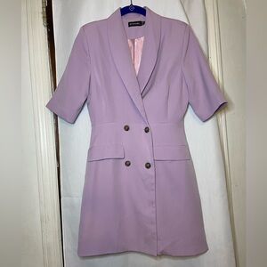 NWOT PrettyLittleThing Lavender Double-Breasted Blazer Dress w Pockets Size 4